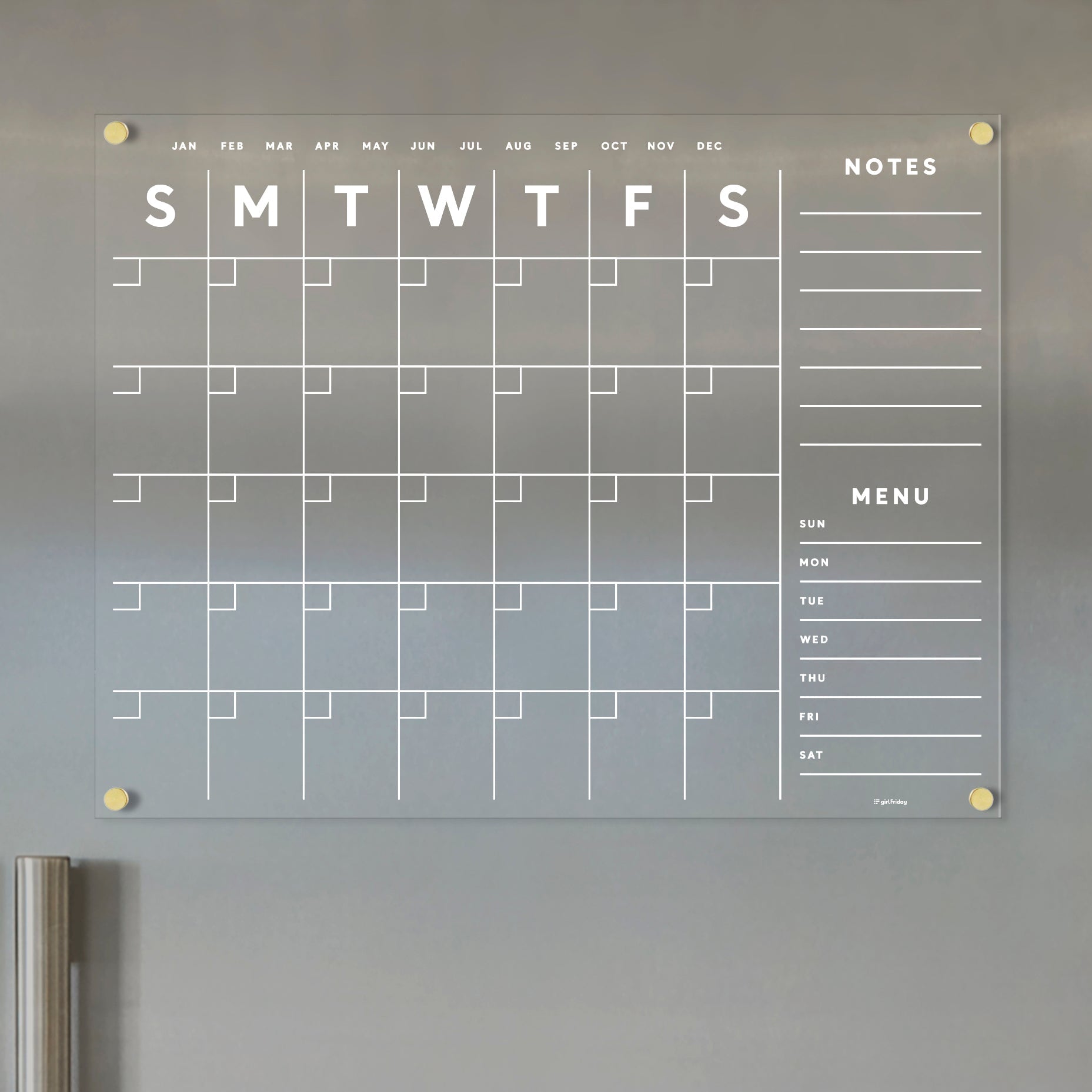 Clear Acrylic Monthly Fridge Calendar | Customizable side sections | W ...