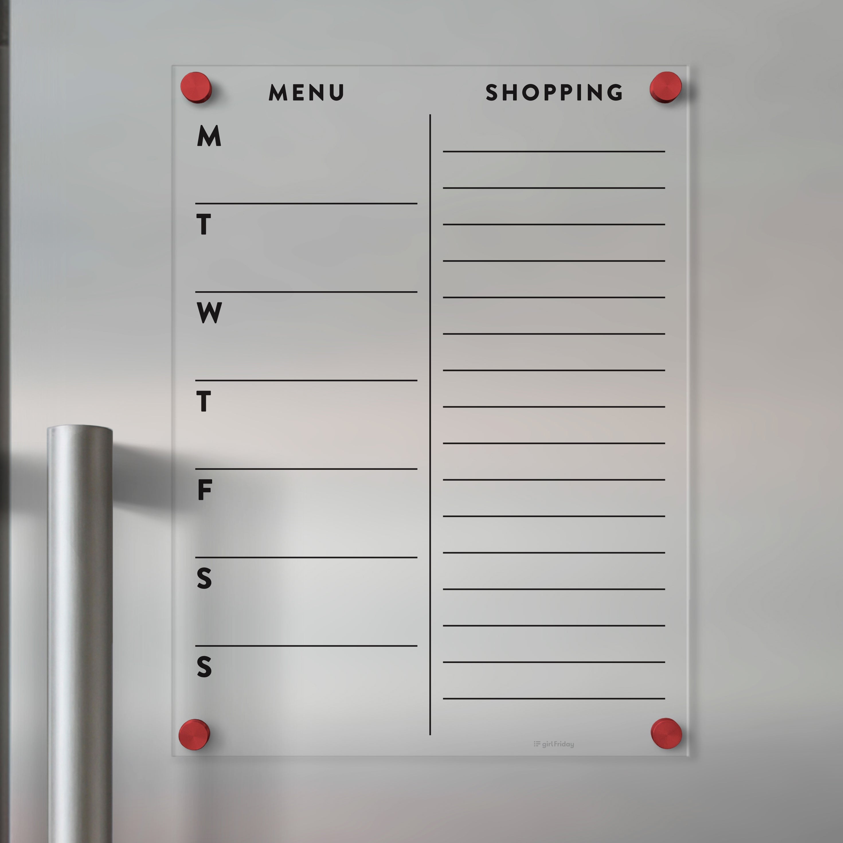 Clear Acrylic Fridge Planner | Menu and Shopping List – Girl Friday