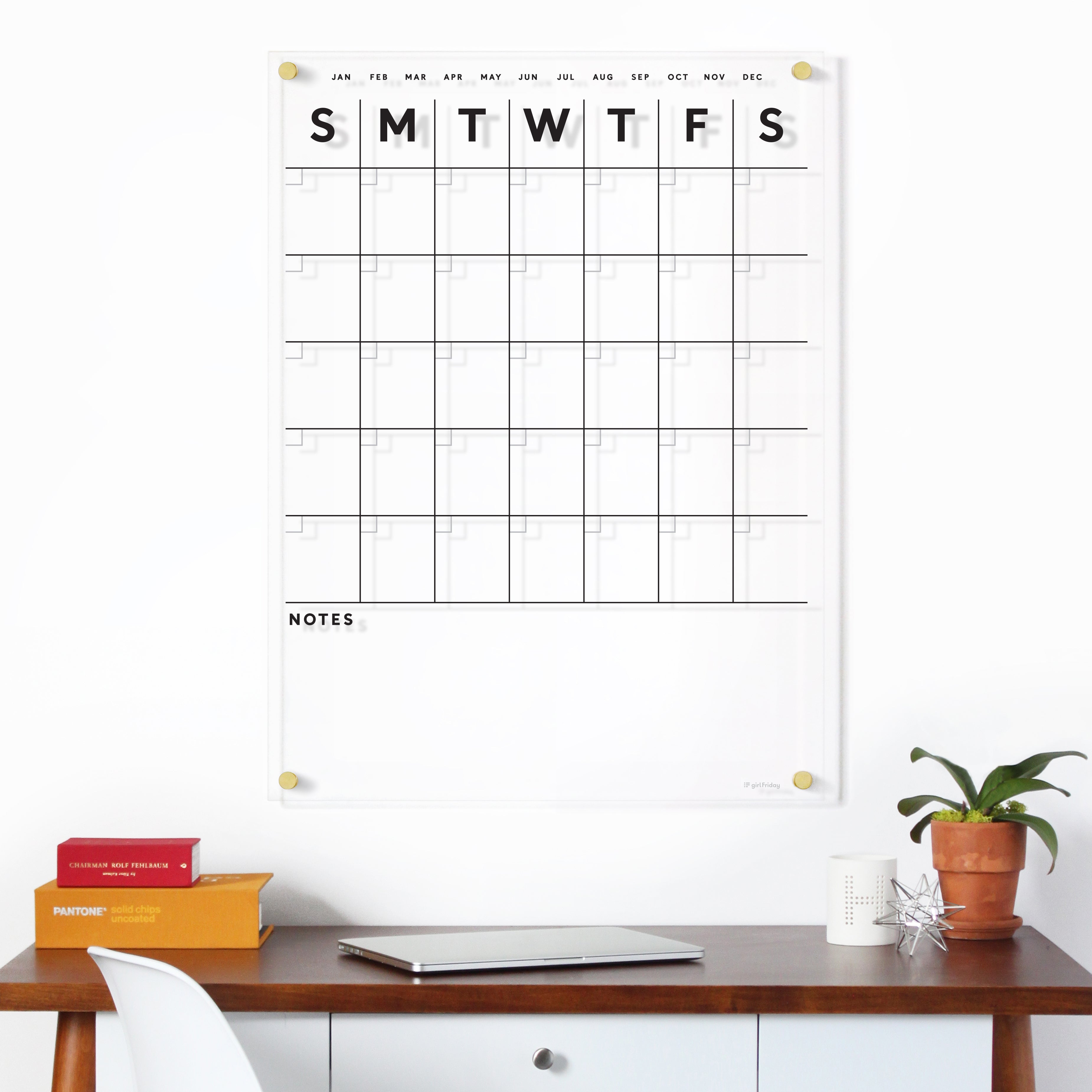 Week & Month Acrylic Calendar + 2 Sections, Vertical Craig