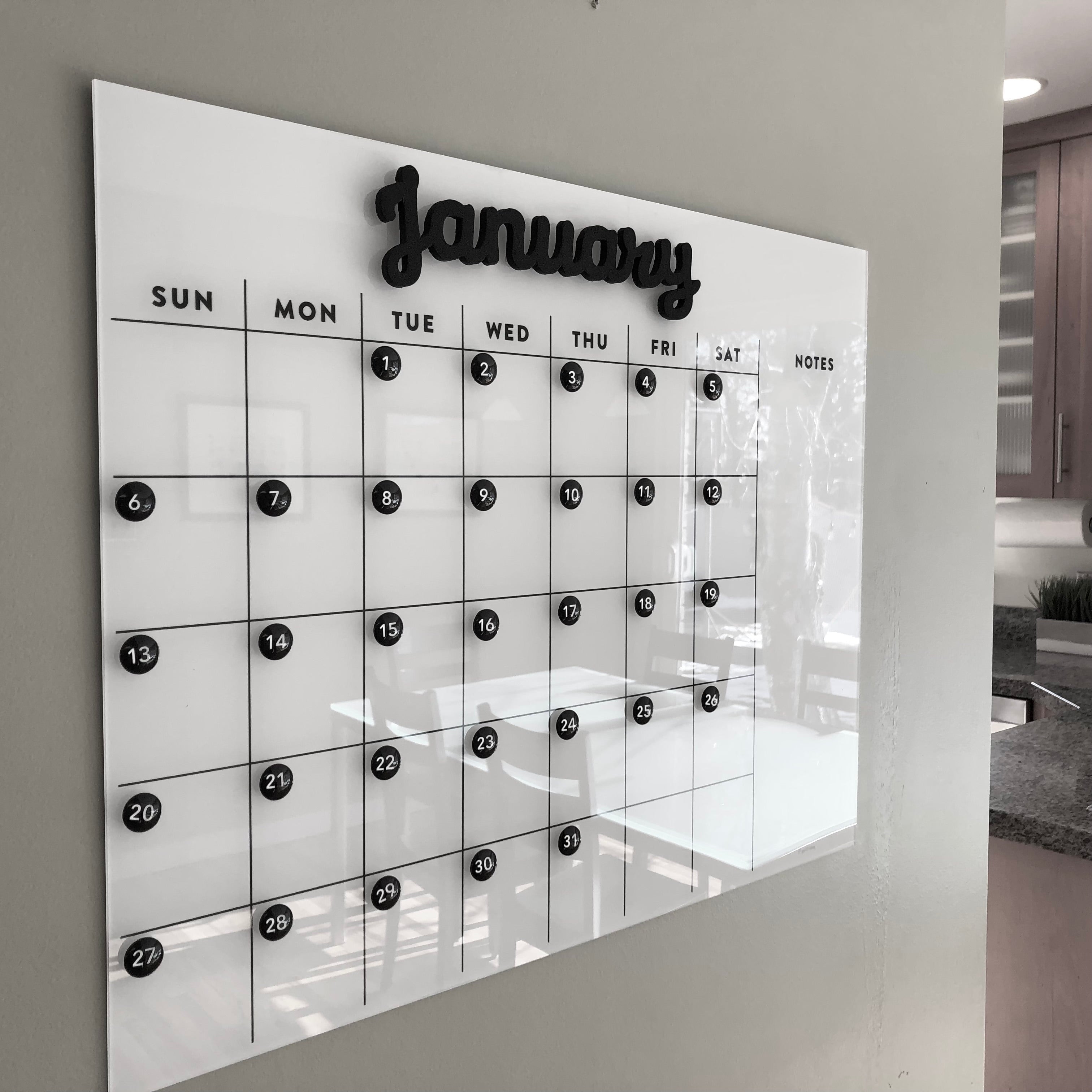 Dry erase calendar Acrylic calendar Lucite calendar wall