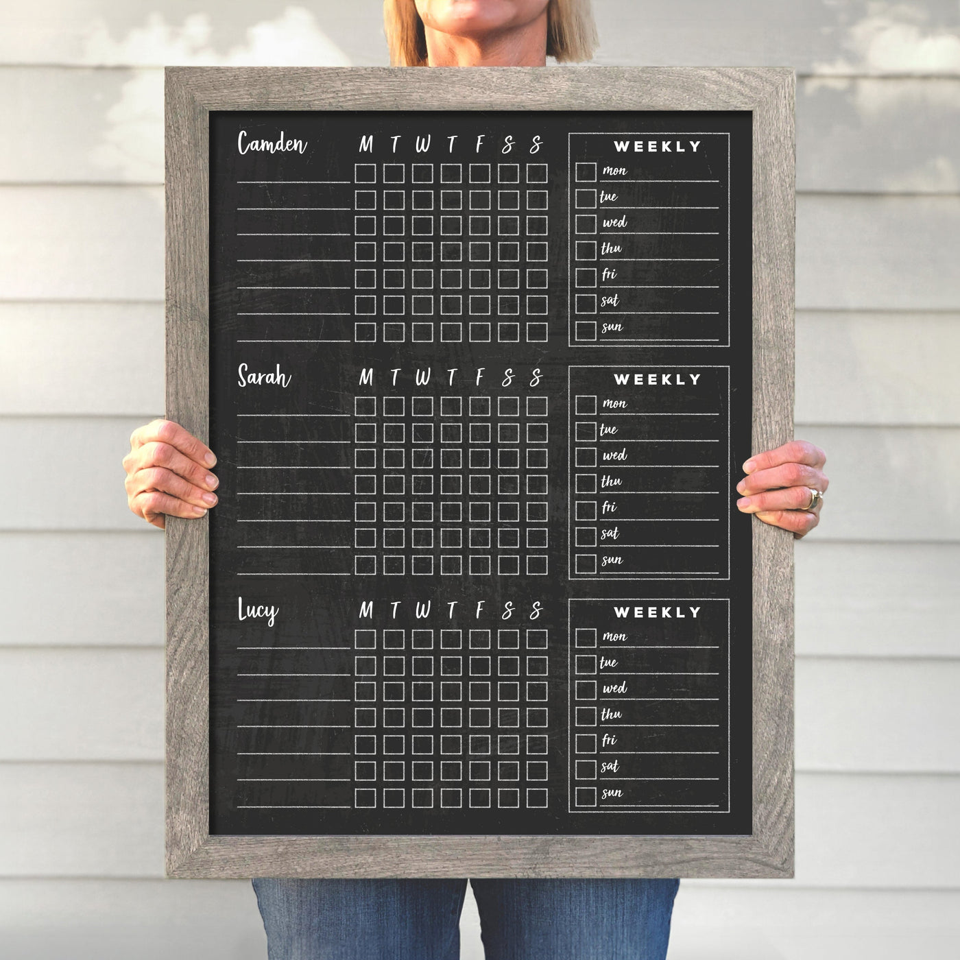 18 X 24 Framed Chalkboard 3 Names Chore Charts | #18401