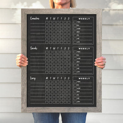 18 X 24 Framed Chalkboard 3 Names Chore Charts | #18401