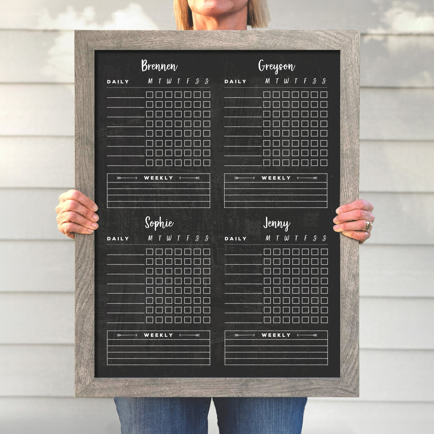 18 X 24 Framed Chalkboard 4 Names Chore Charts | #18401