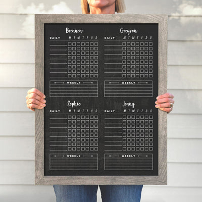 18 X 24 Framed Chalkboard 4 Names Chore Charts | #18401