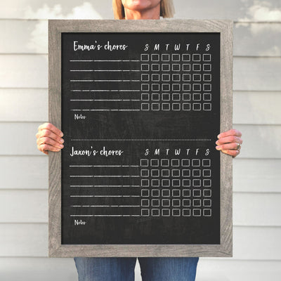 18 X 24 Framed Chalkboard 2 Names Chore Charts | #18401