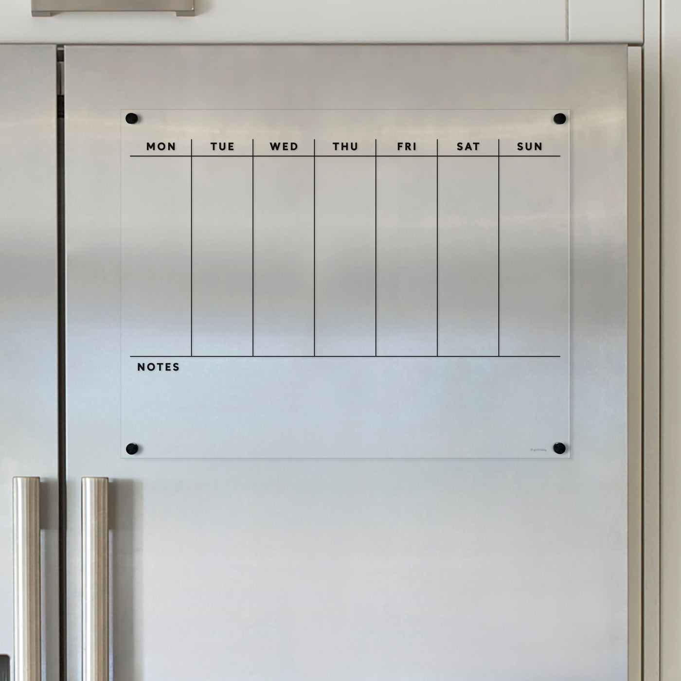 Clear Acrylic Weekly Fridge Calendar | Notes section