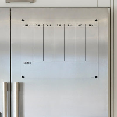 Clear Acrylic Weekly Fridge Calendar | Notes section