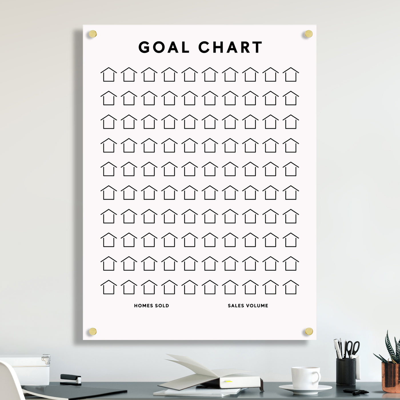 Goal Chart with ALL WHITE acrylic | Sales Tracker for Real Estate