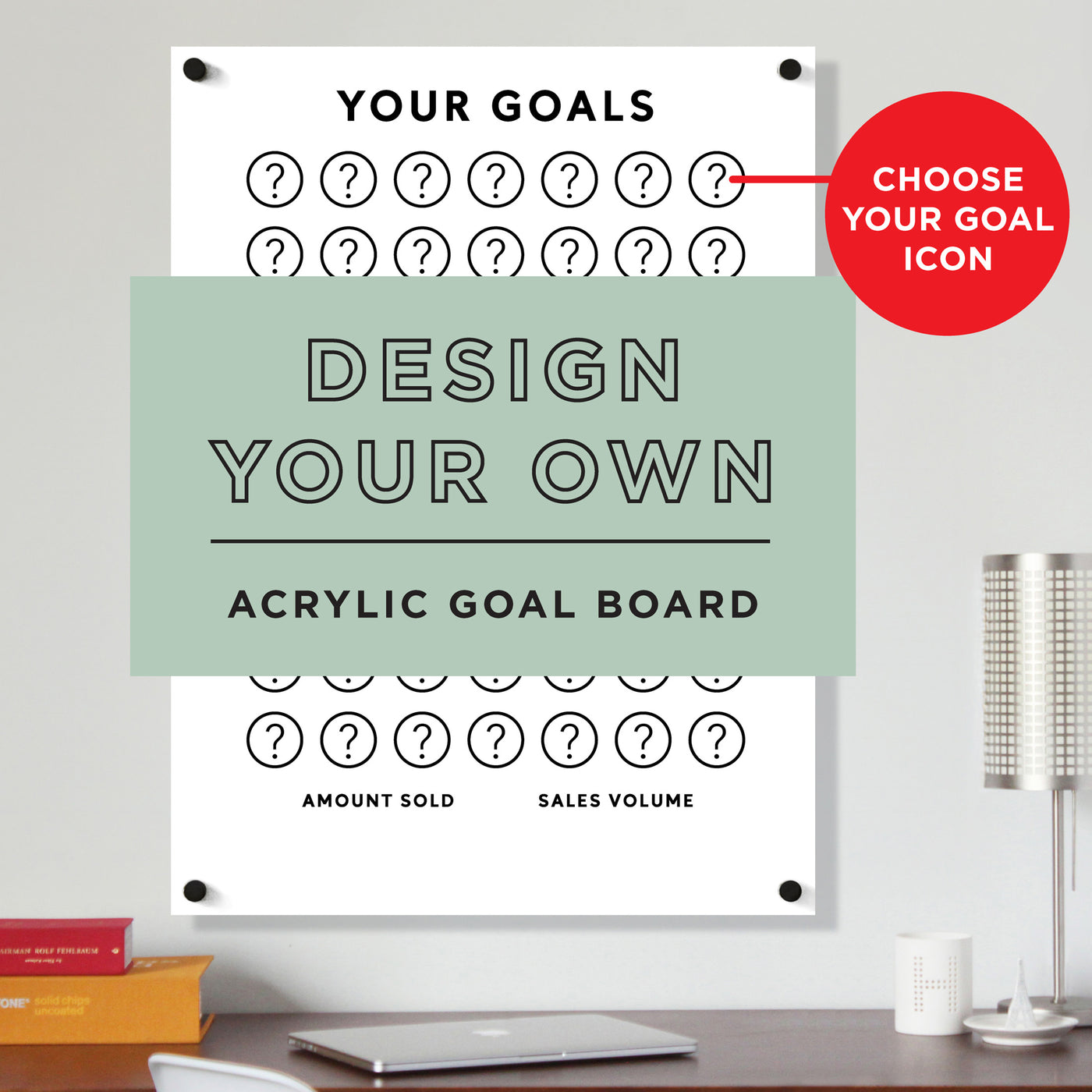 Goal Chart | Sales Tracker | Design Your Own Icon | White acrylic