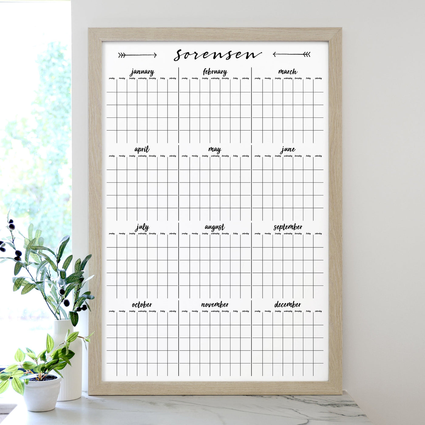 24 X 36 - 24180 font #1 - LARGE VERTICAL WHITEBOARD TEMPLATE - yearly