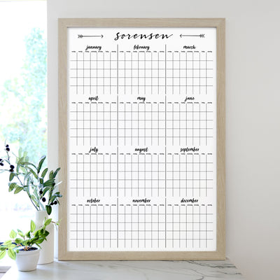 24 X 36 - 24180 font #1 - LARGE VERTICAL WHITEBOARD TEMPLATE - yearly