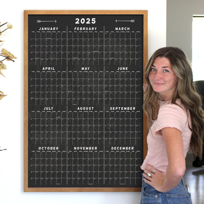 24x36 - 24185 #2 - Dates and Holidays 2025 LARGE VERTICAL CHALKBOARD yearly