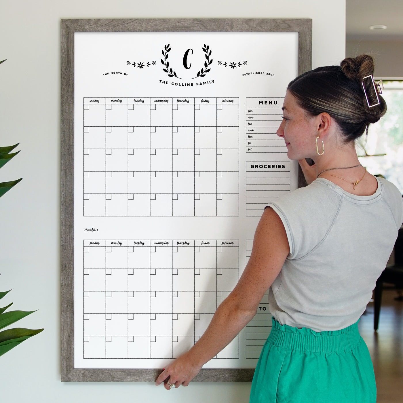 24 X 36 Framed Whiteboard Calendar | #24132
