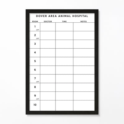 24 X 36 Veterinary Hospital Schedule |  Framed Whiteboard