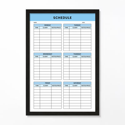 24 X 36 Meeting Schedule for various industries | Framed Whiteboard