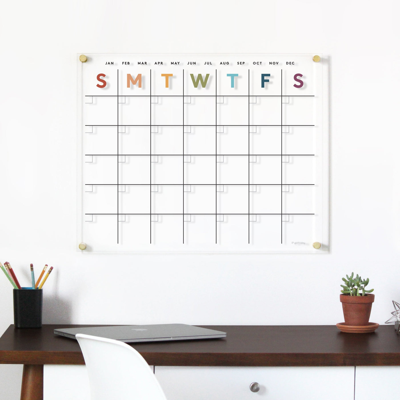 Acrylic Calendar EARTH TONE RAINBOW - Custom Dry Erase Calendar for wall