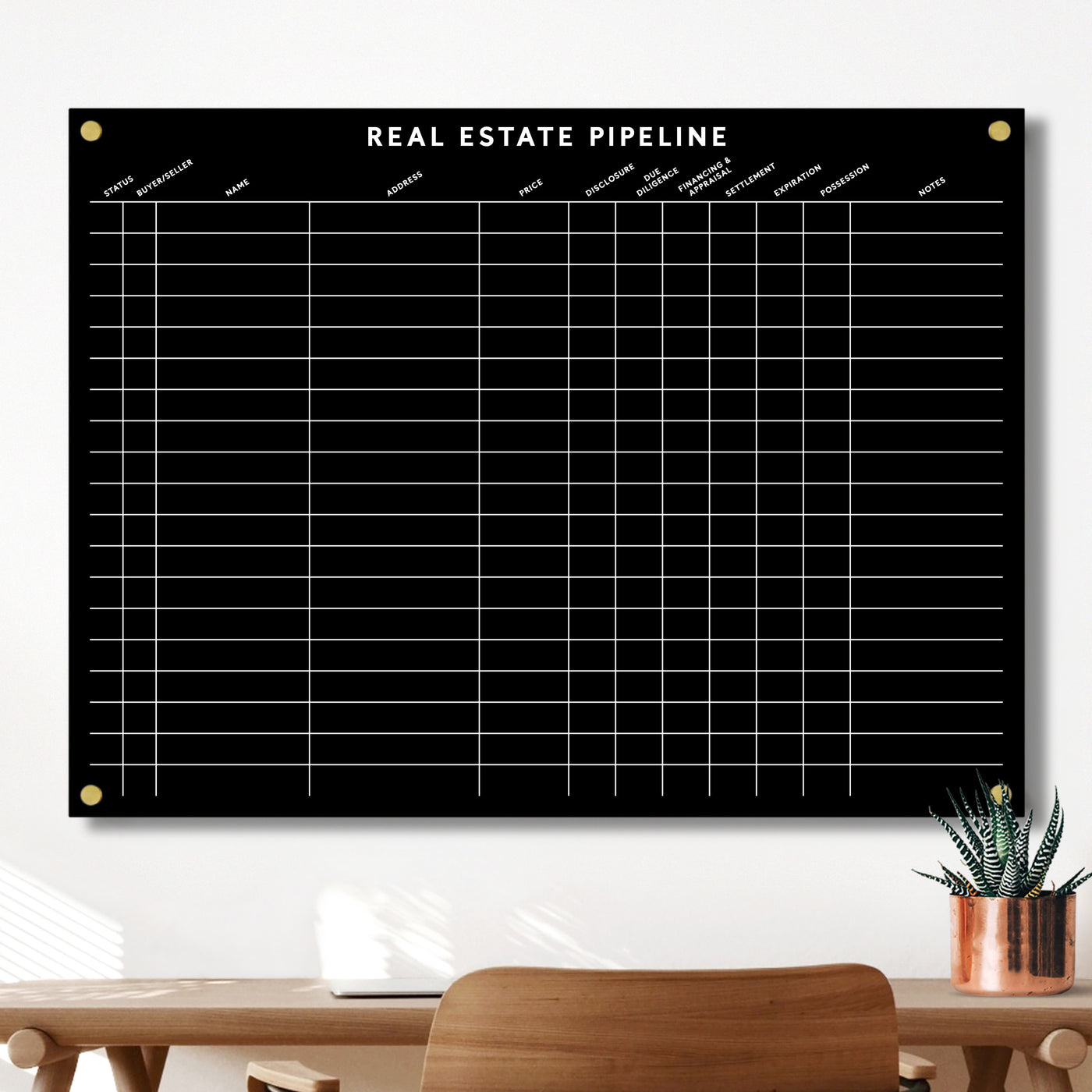 Real Estate Pipeline Acrylic Board | Black Acrylic