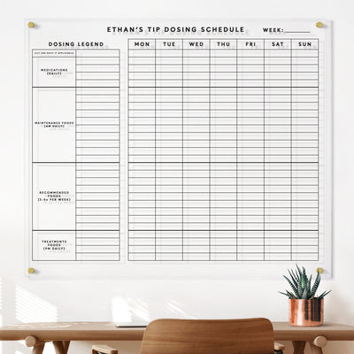 Dosing Schedule Board for Caregiver | Clear Acrylic Whiteboard