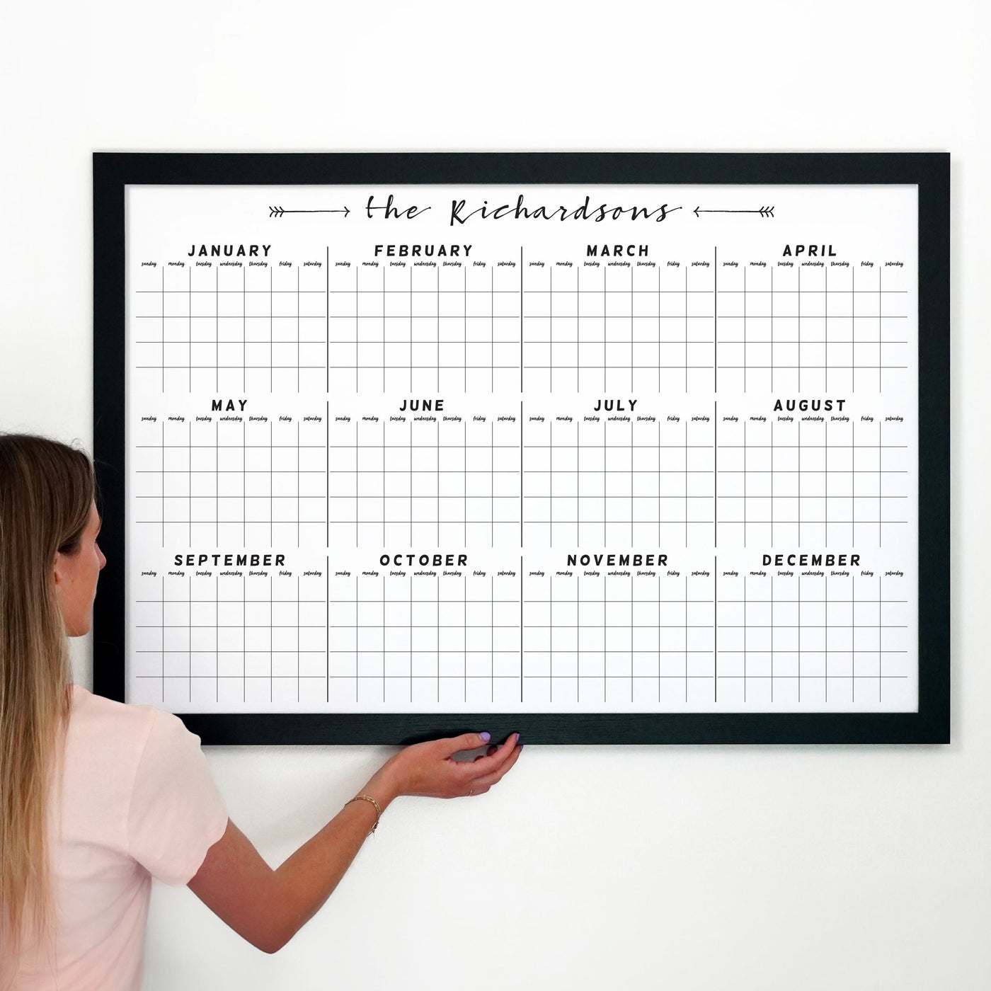36 X 24 - 24189 - font #2 horiz full year_WHITE Large Horizontal Whiteboard Template  - yearly