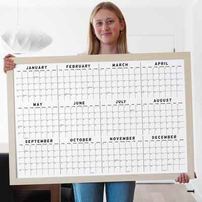 36 X 24 - 24181 font #2 - numbers and holidays Large Horizontal Whiteboard Template  - yearly