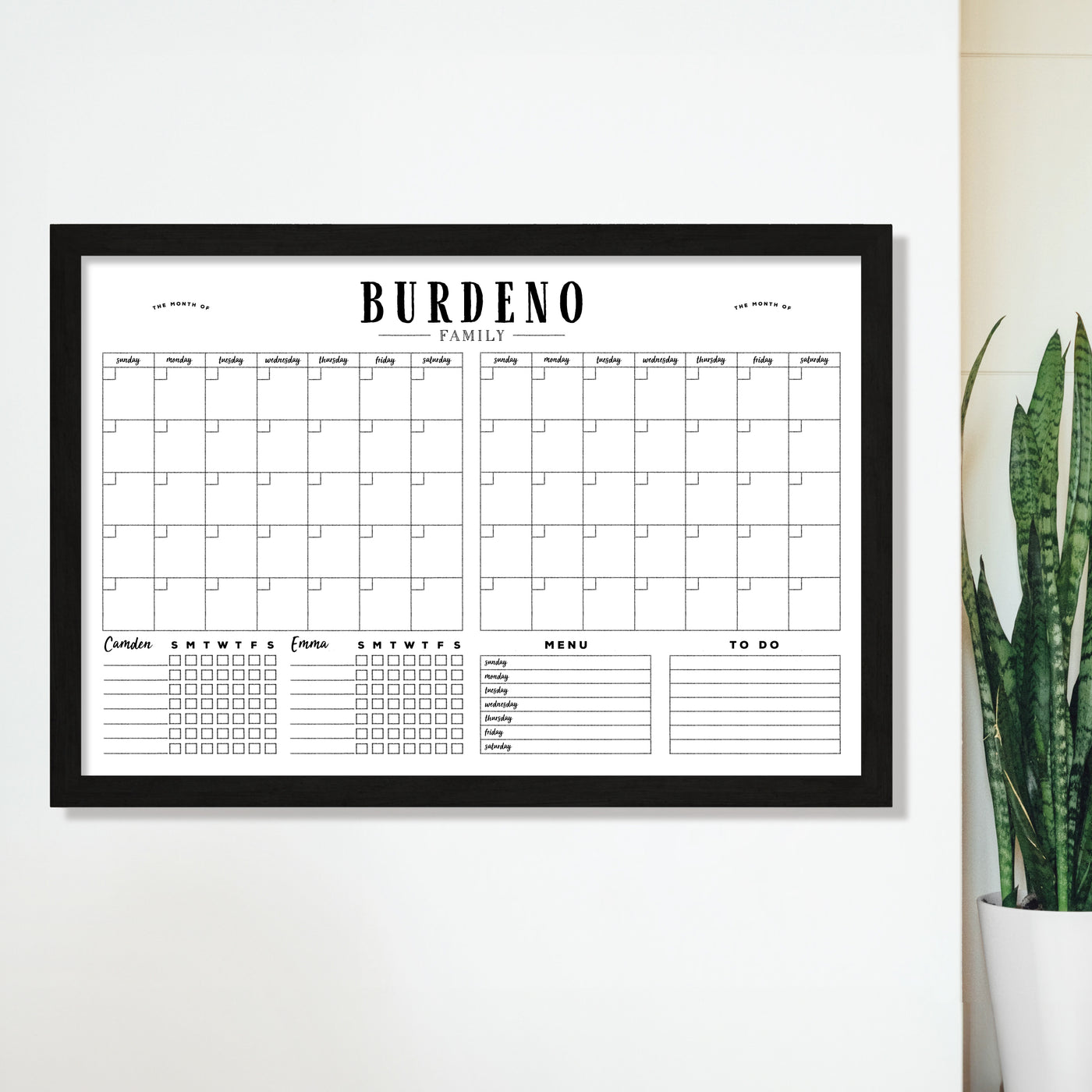 36 x 24 Framed Whiteboard Calendar | #24155