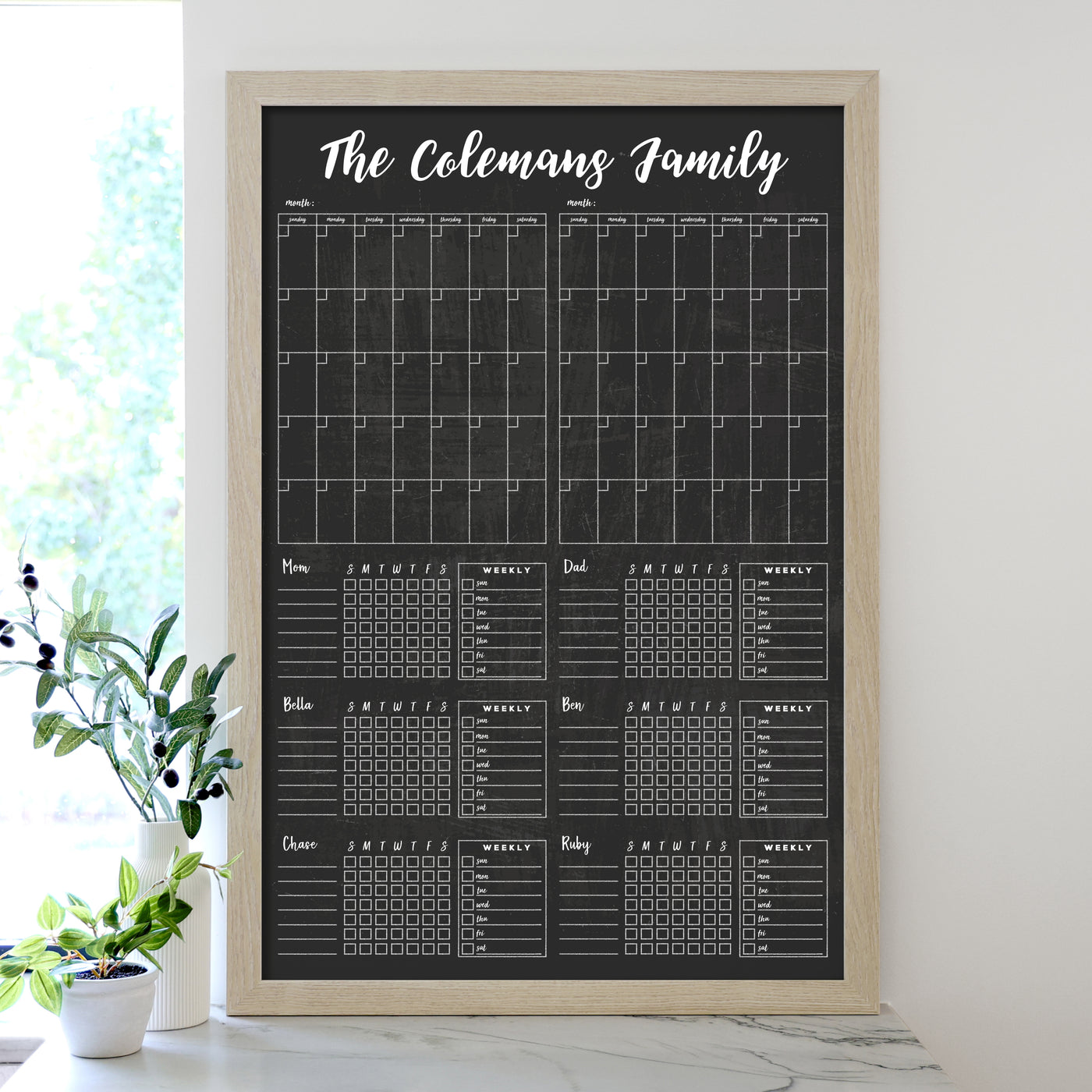 24 X 36 Framed Chalkboard Calendar | #24173
