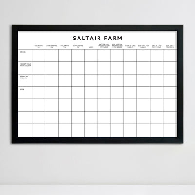 36 X 24 Horse Feeding Schedule | Framed Whiteboard