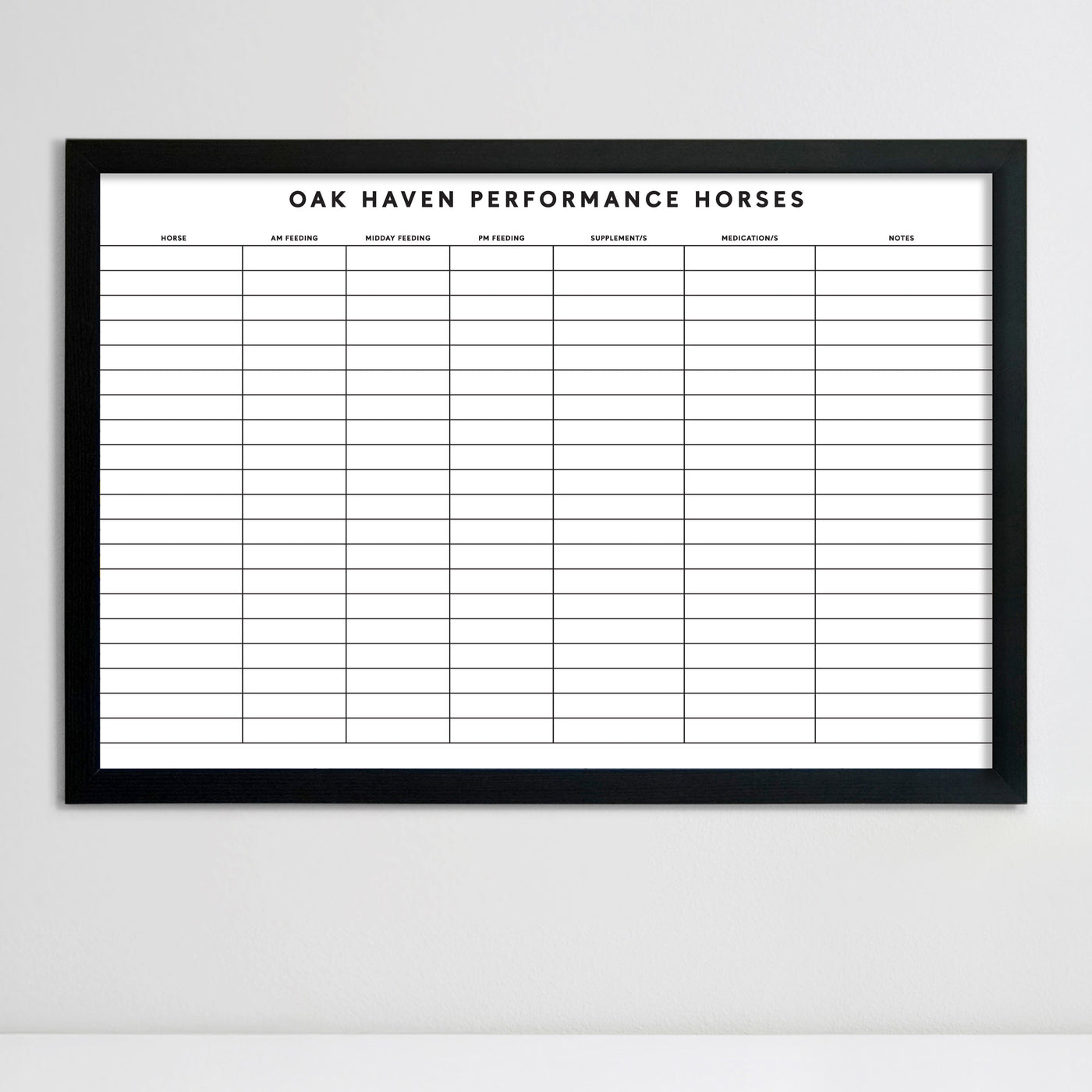 36 X 24 Horse Stables Framed Whiteboard