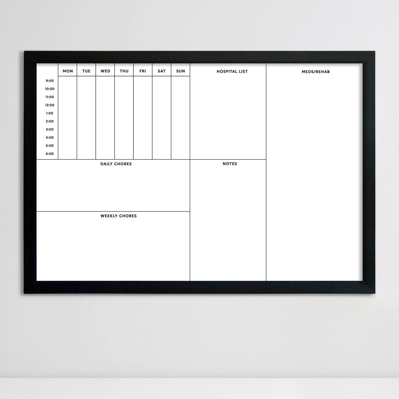 36 X 24 Horse Care Schedule | Framed Whiteboard