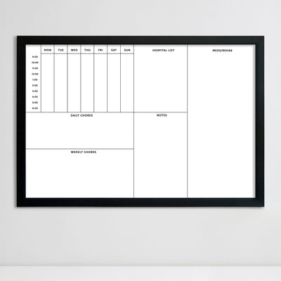 36 X 24 Horse Care Schedule | Framed Whiteboard