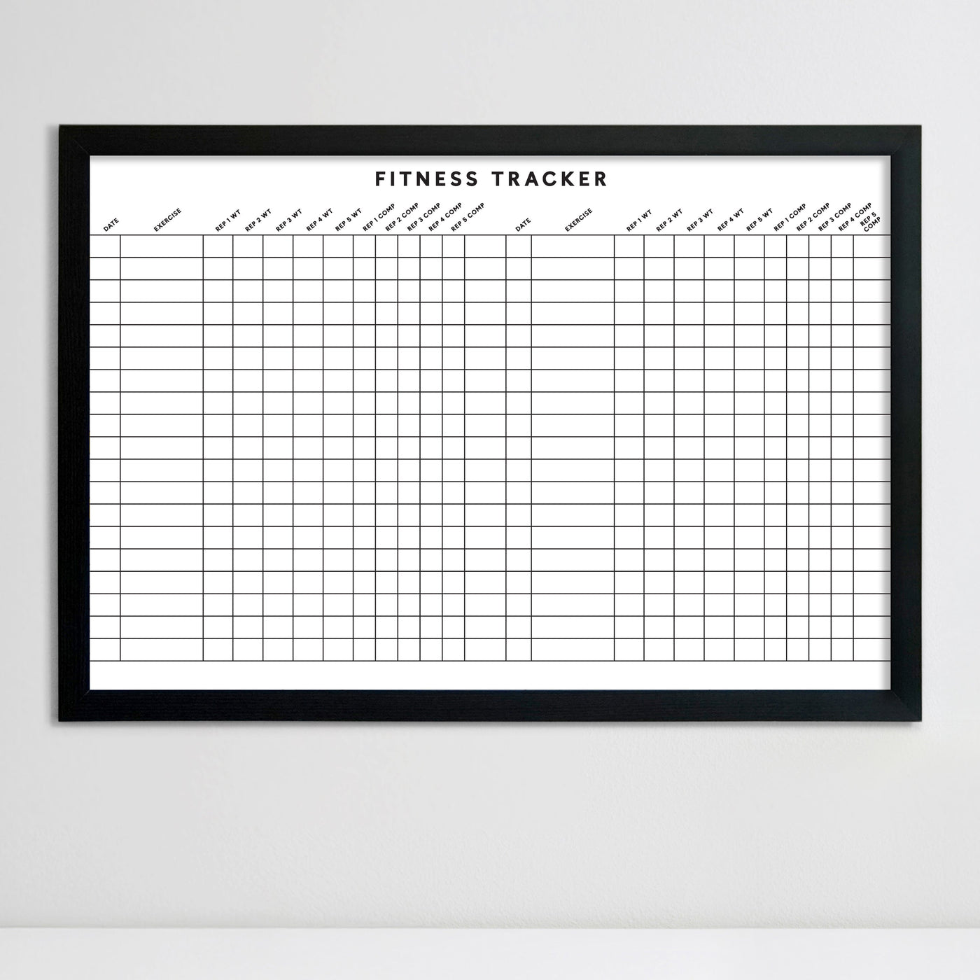 36 X 24 Gym Fitness Tracker Customizable Framed Whiteboard