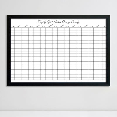 36 X 24 Horse Schedule | Framed Whiteboard