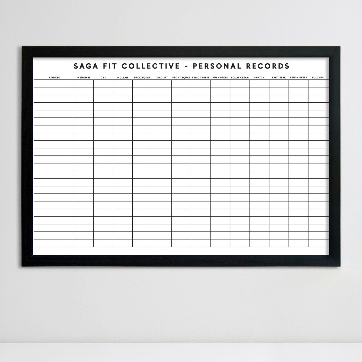 36 X 24 Gym Fitness Tracker Customizable Framed Whiteboard