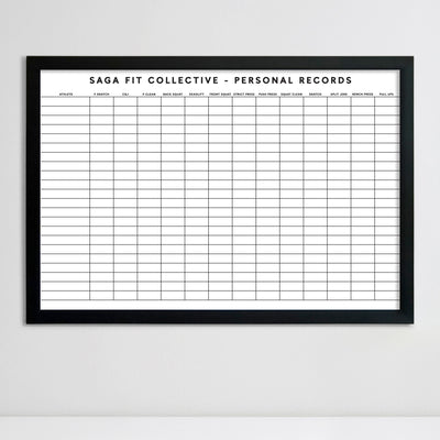 36 X 24 Gym Fitness Tracker Customizable Framed Whiteboard
