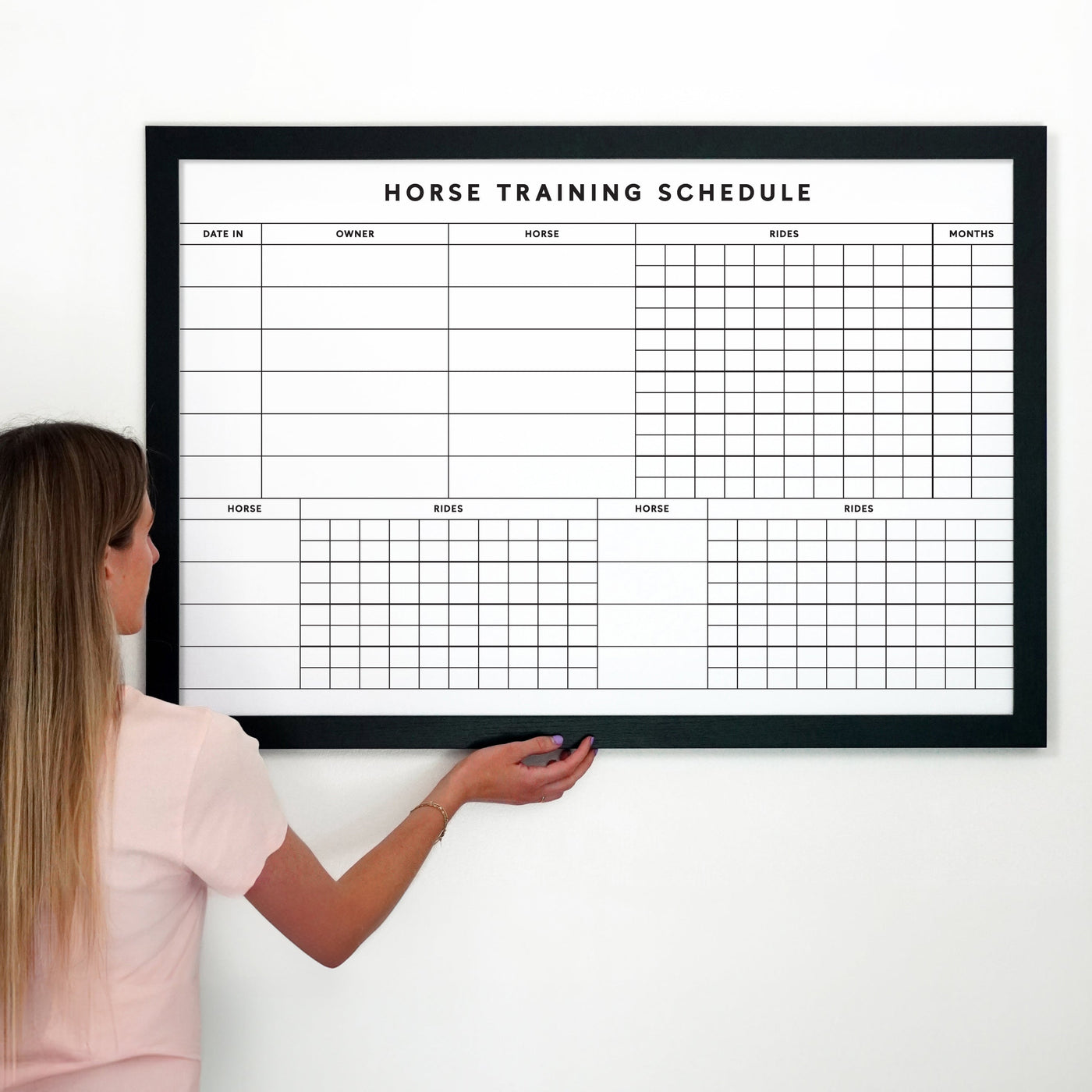 36 X 24 Horse Training Schedule | Framed Whiteboard