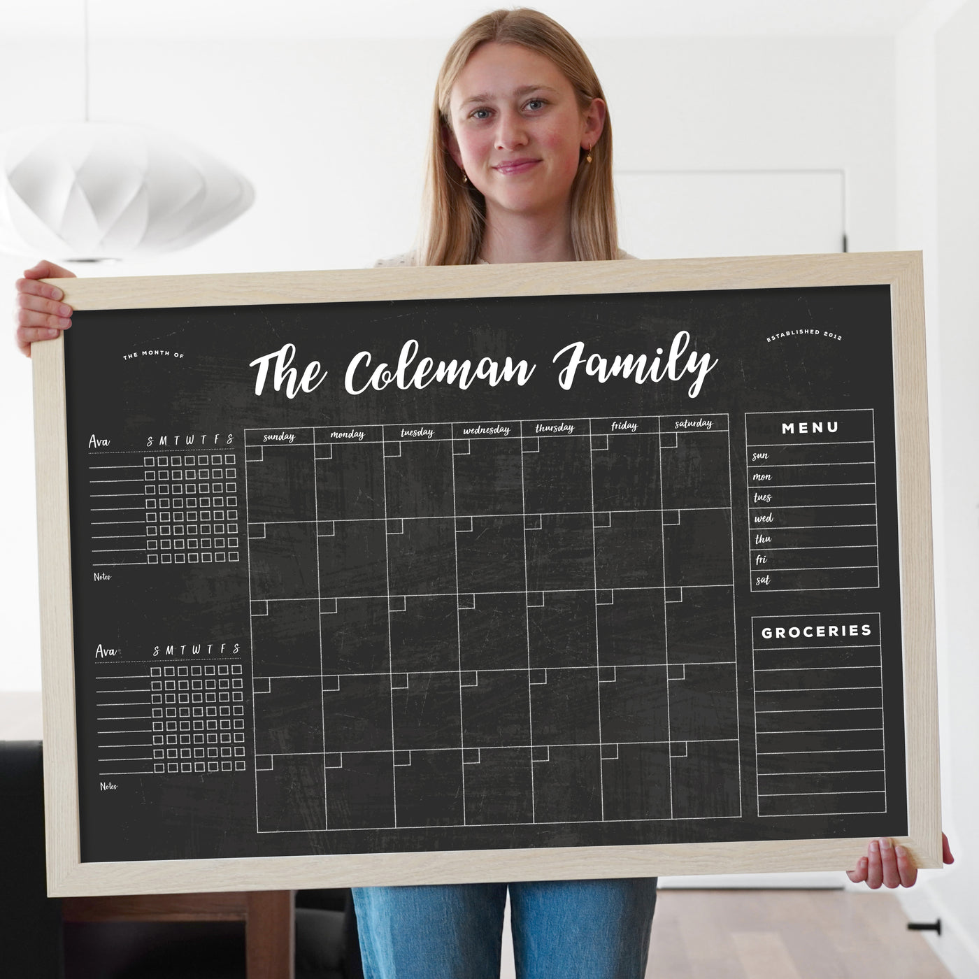 36 x 24 Framed Chalkboard Calendar | #24191