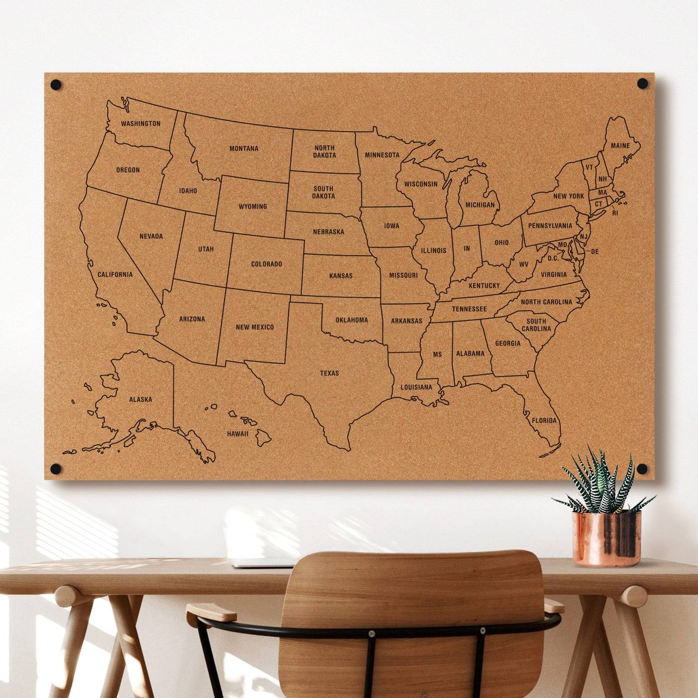Modern Cork Board with Map of USA