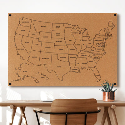 Modern Cork Board with Map of USA