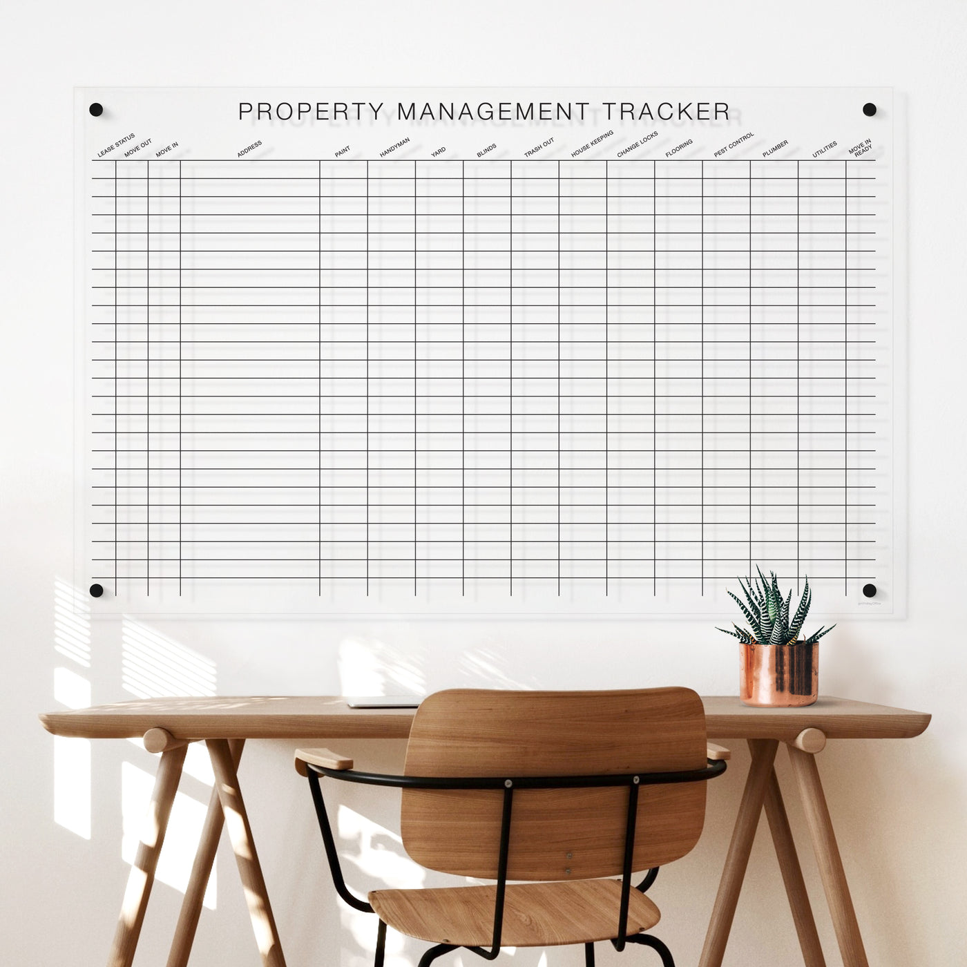 Property Management Horizontal Clear Acrylic Whiteboard