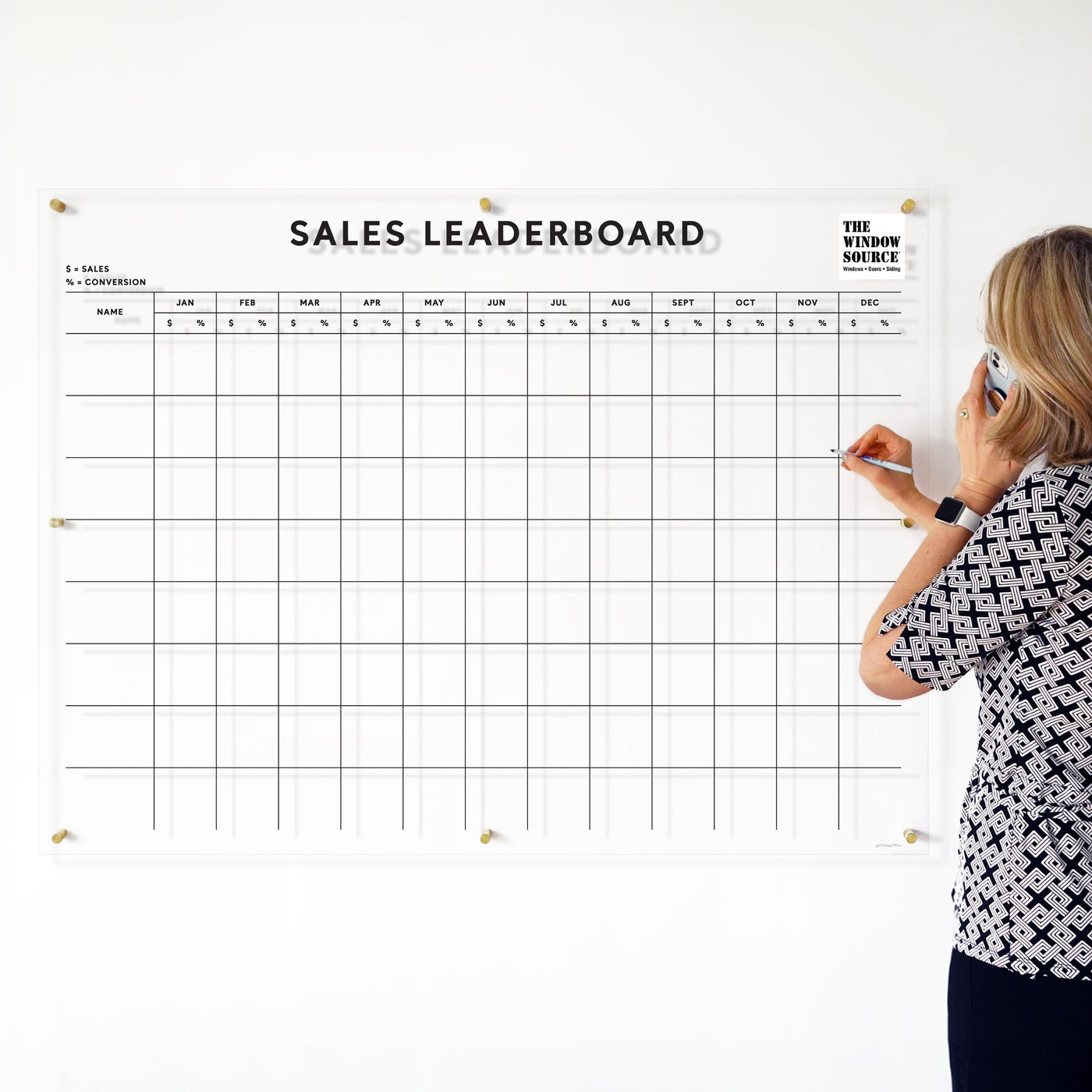 Sales Leaderboard Clear Acrylic Whiteboard | The Window Source