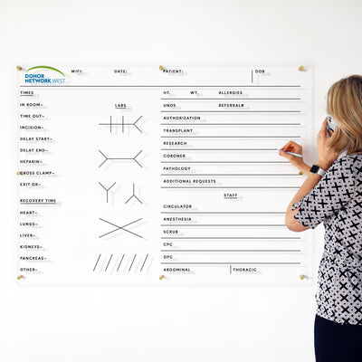 Organ Donation Tracking Board | Clear Acrylic Whiteboard