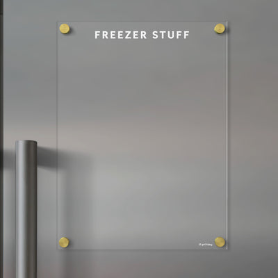 Clear Acrylic Fridge Freezer List | White text