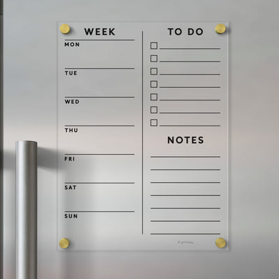 Acrylic Fridge Planner | Customizable sections | Black Text