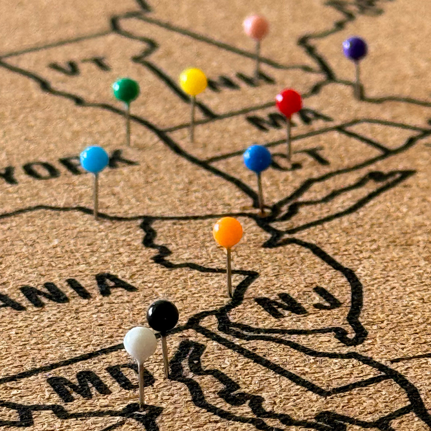 Modern Cork Board with Map of USA