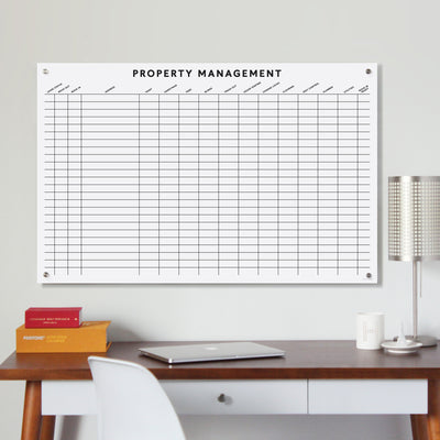 White Acrylic Property Management Pipeline Dry Erase Board | non-customizable