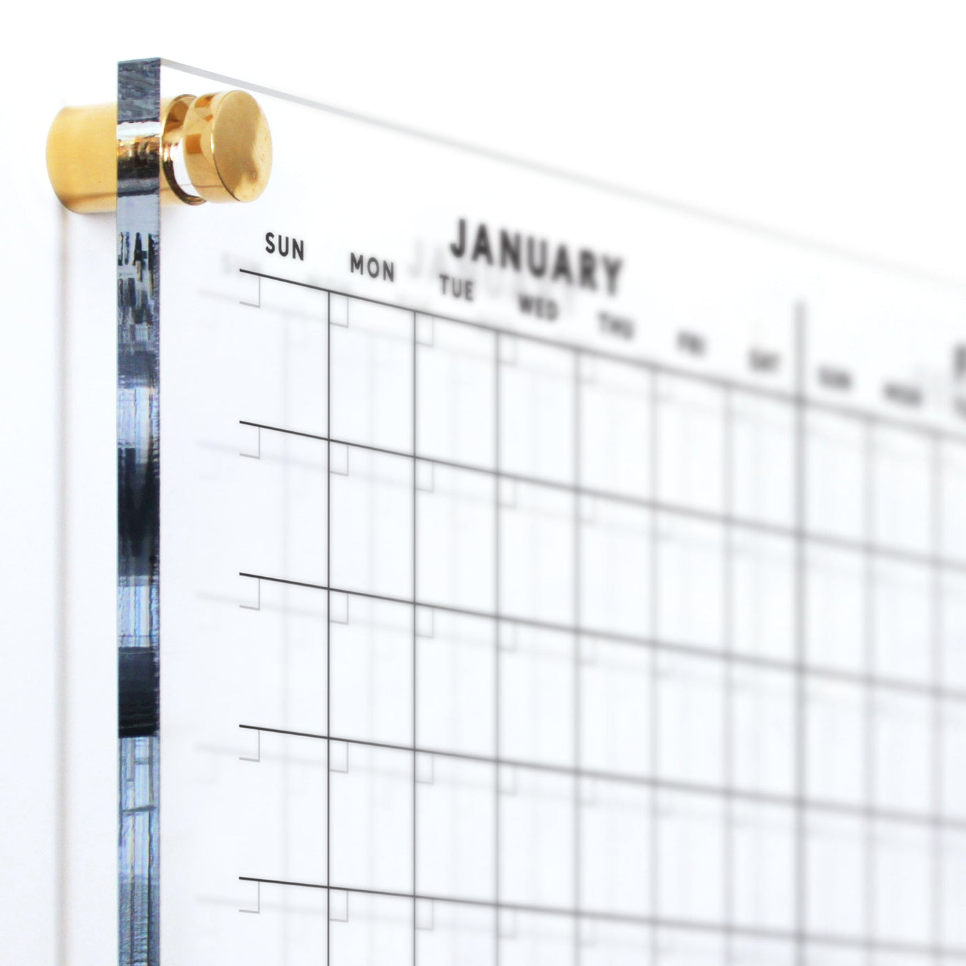 Yearly dry erase acrylic calendar with 12 months | Annual at a glance board | 4 hardware each board