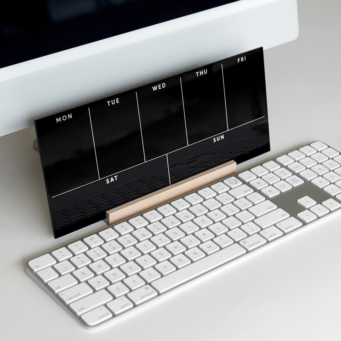 Weekly Black Acrylic Calendar with Wood Stand