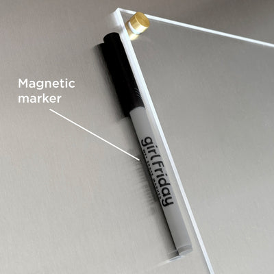 Clear Acrylic Fridge Freezer List | White text