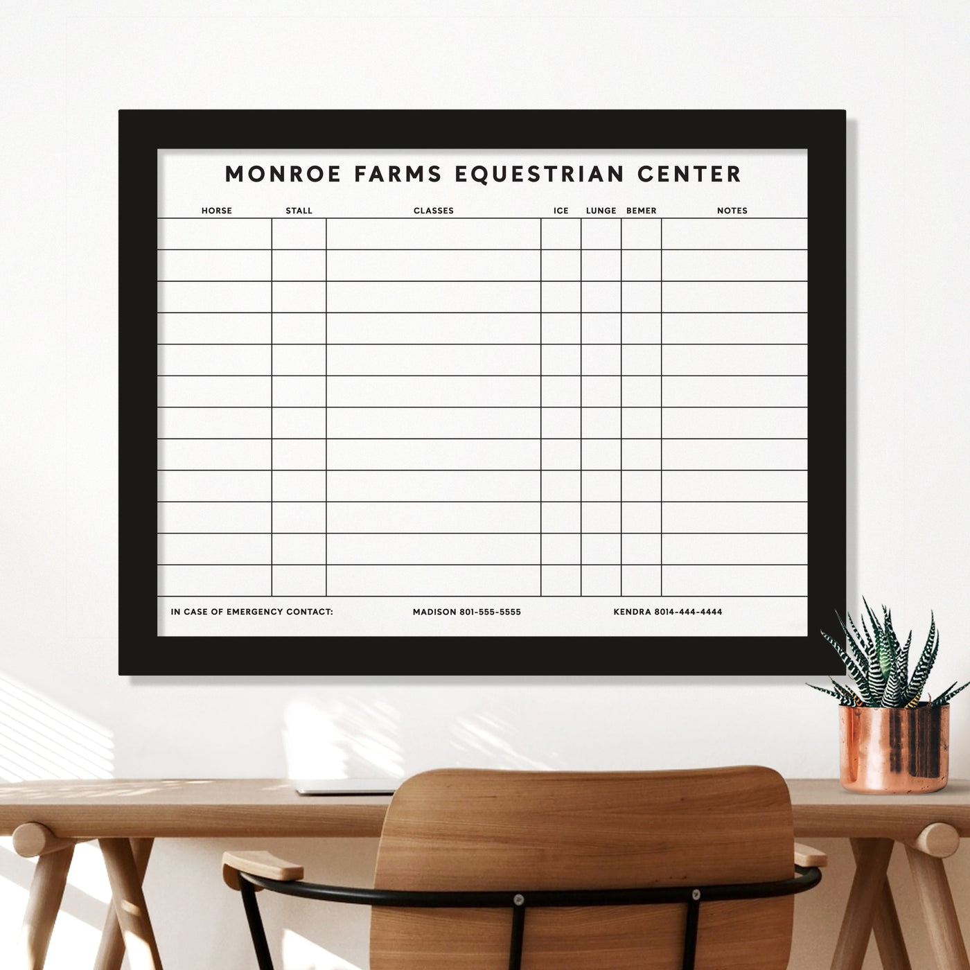 24 X 18 Horse Stables Small Framed Whiteboard