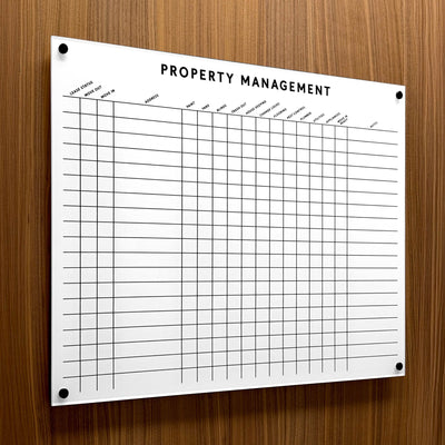 White Acrylic Property Management Pipeline Dry Erase Board